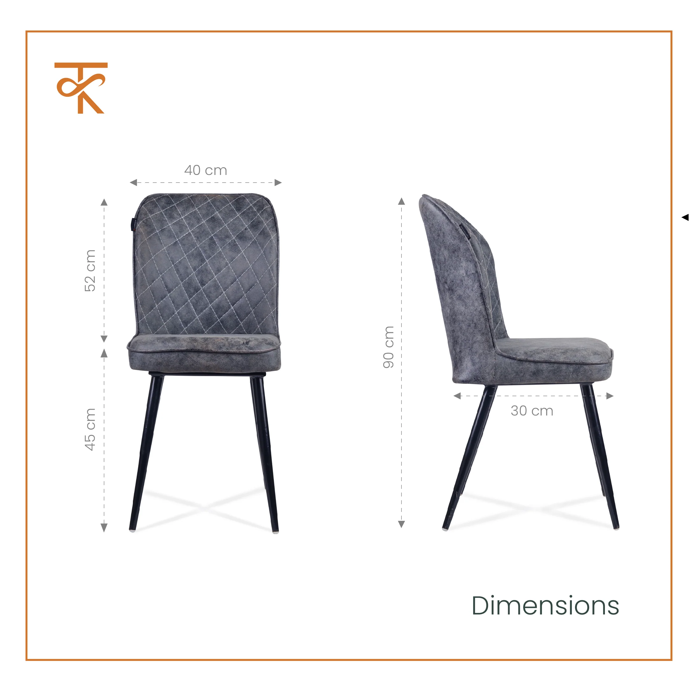 Barfi Chair - Modern Velvet Accent Chair for Living Room, Bedroom & Dining with Heavy-Duty Rose Gold Legs ,6 Months Warranty , Grey (Pack of 1) - Image 3