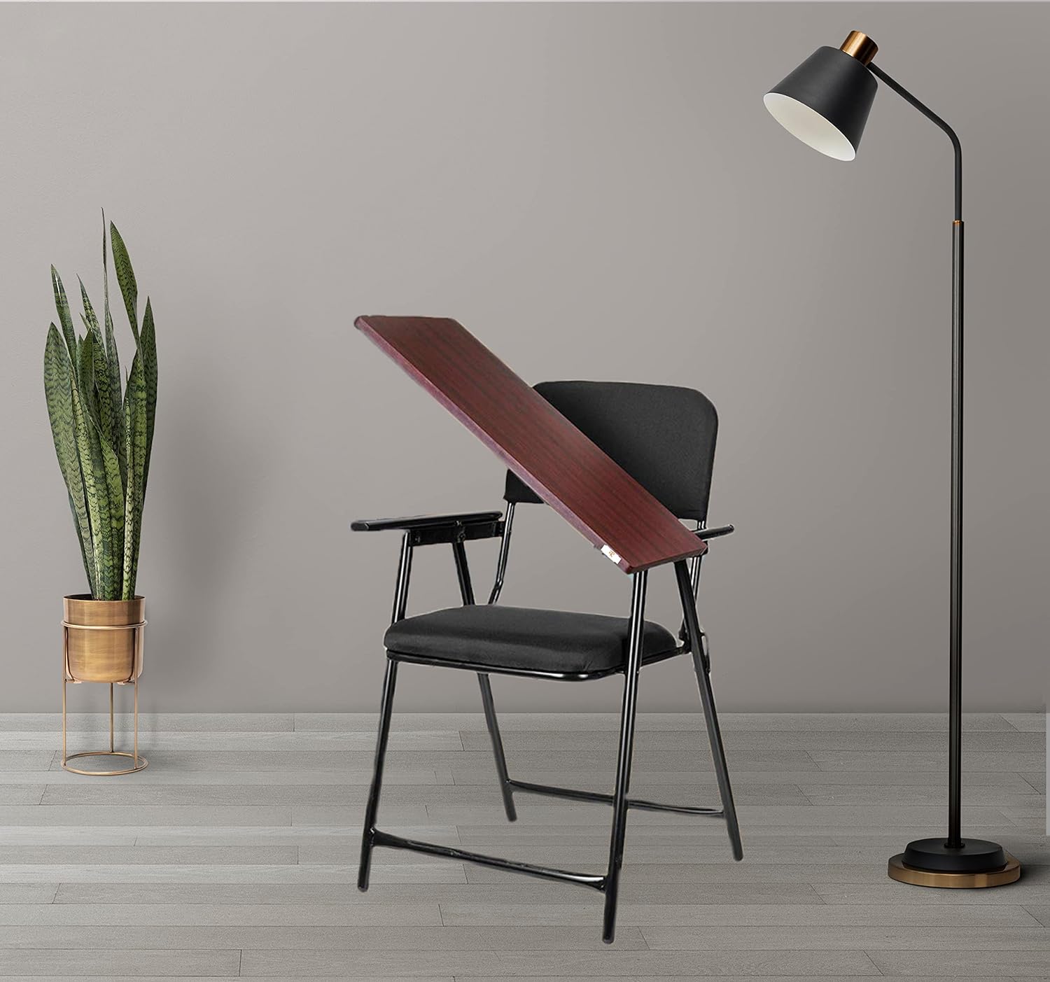 Folding Study Chair with Writing Pad & Cushion , with Heavy Duty Metal Ergonomic, Compact Reading Chair for Students & Adults , 6-Month Warranty (Black) - Image 6