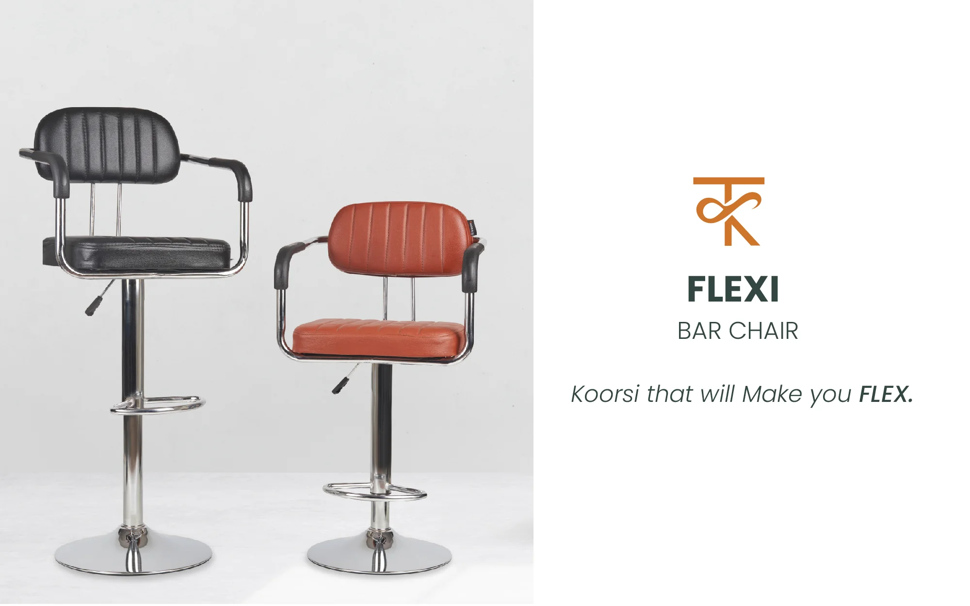 Flexi Bar Chair- Modern Adjustable Height Barstool with 360° Swivel Seat & Footrest - For Home Kitchen, Cafe ,6 Month Warranty Black (Pack of 1) - Image 5