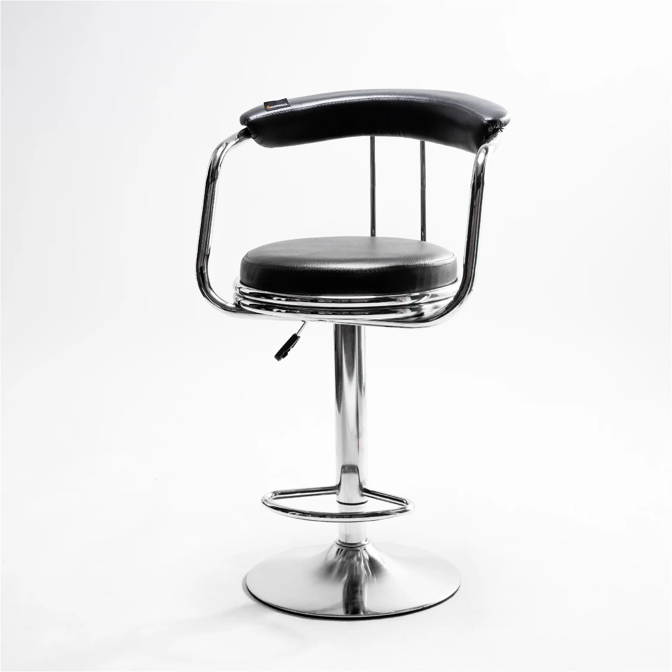 KBC Bar Chair – Adjustable High Barstool with 360° Swivel, Leatherette Upholstery & Chrome Base – For Kitchen, Pubs, Office – 6 Months Warranty-Black (Pack of 1) - Image 5