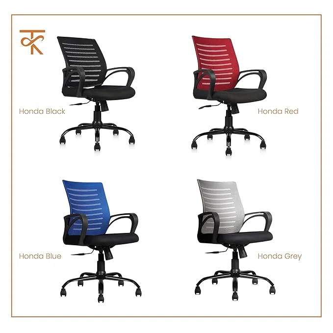 Aaram Mid Back Mesh Erogonomic Office Chair - Adjustable Height & Tilt, 360° Swivel - 6 Months Warranty (Black) - Image 5