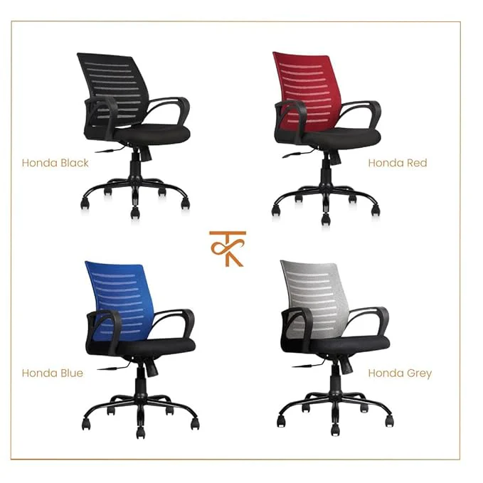 Aaram Mid Back Mesh Erogonomic Office Chair - Adjustable Height & Tilt, 360° Swivel - 6 Months Warranty (Red) - Image 5