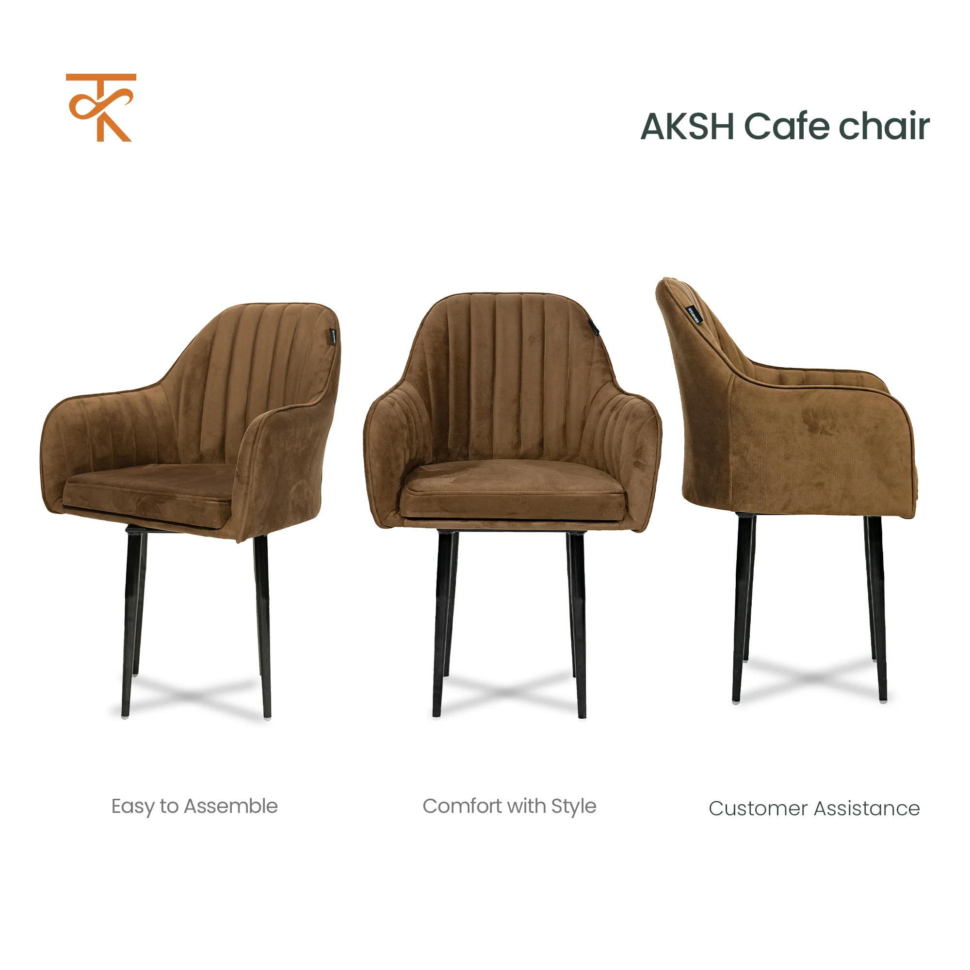 Aksh Velvet Swivel Accent Chair - Premium Lounge Chair for Living Room, Bedroom & Decor, 6 Months Warranty - Brown - Image 3