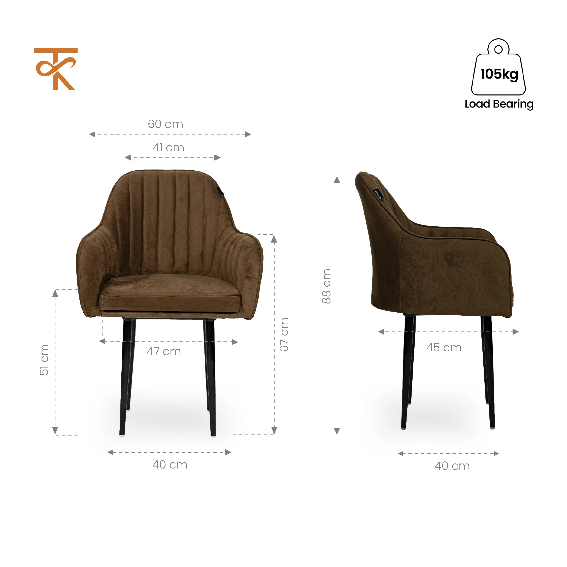 Aksh Velvet Swivel Accent Chair - Premium Lounge Chair for Living Room, Bedroom & Decor, 6 Months Warranty - Brown - Image 5